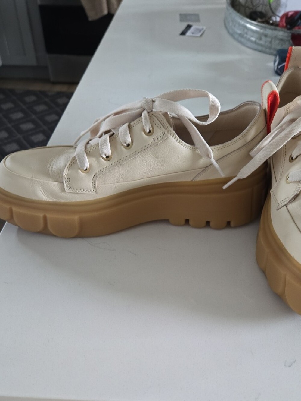 Cream SOREL Platform Sneakers with Gum Sole